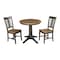 International Concepts Round 30 in Rd Top Pedestal Table, 2 San Remo Chairs, Hickory/Washed Coal, 30 in W, 30 in L, Wood K45-30RT-27B-C10-2 - alternate 1